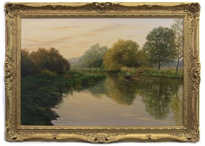 Lot 865 - EARLY MORNING ON THE RIVER, AN OIL BY GRAHAM PETLEY