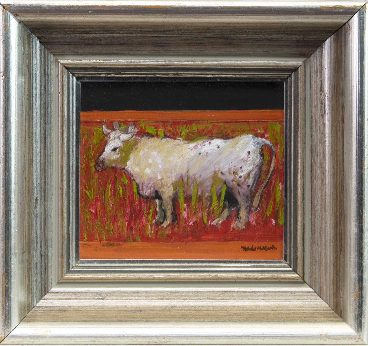 Lot 519 - YOUNG BULL, AN OIL BY DAVID MCLEOD MARTIN