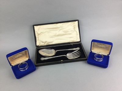 Lot 3 - A LOT OF SILVER HANDLED AND PLATED FLAT WARE AND SILVER NAPKIN RINGS