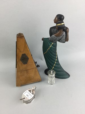 Lot 436 - A SILVER MUSTARD POT ALONG WITH A BRASS CAT AND CASED SPOON SETS