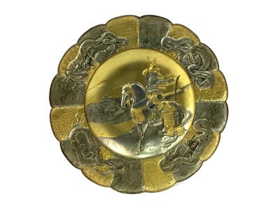 Lot 803 - A JAPANESE GILDED AND WHITE METAL PLAQUE