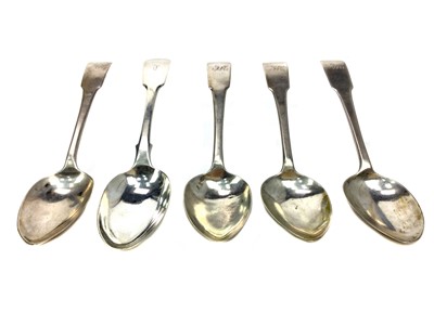 Lot 512 - A LOT OF FIVE SCOTTISH PROVINCIAL SILVER SERVING SPOONS