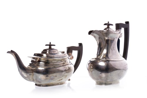 Lot 542 - GEORGE V SILVER TEAPOT AND HOT WATER POT SET...