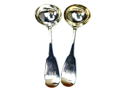 Lot 517 - A PAIR OF GEORGE III SILVER SAUCE LADLES