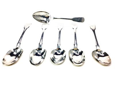 Lot 522 - A COMPOSITE SET OF SIX SILVER DINING SPOONS