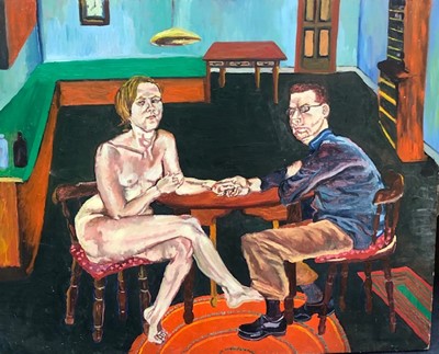 Lot 453 - COUPLE AT TABLE BY AMY BURCHARD