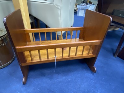 Lot 492 - A VINTAGE WOODEN DOLL'S CRIB