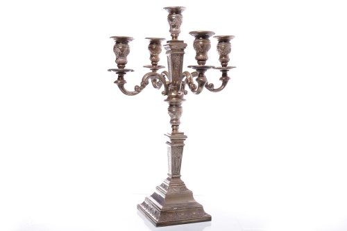 Lot 561 - IMPORTED SILVER FIVE BRANCH CANDELABRUM...