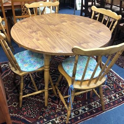 Lot 512 - A MODERN CIRCULAR KITCHEN TABLE AND FOUR CHAIRS