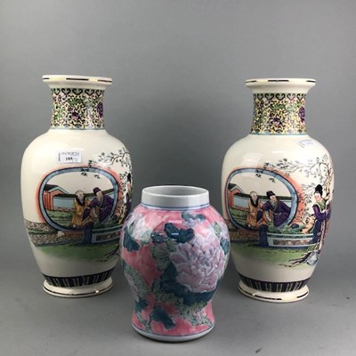 Lot 189 - A PAIR OF CHINESE VASES AND ANOTHER VASE