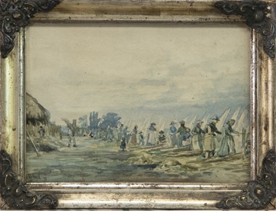 Lot 502 - FLAX HARVEST IN THE HIGHLANDS, A WATERCOLOUR BY ALEXANDER STUART BOYD