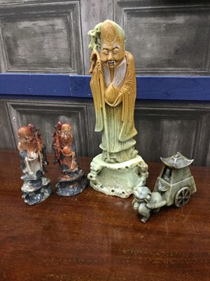 Lot 535 - A LOT OF FOUR CHINESE SOAPSTONE FIGURES