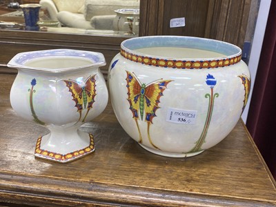 Lot 536 - A CROWN DUCAL PLANTER ALONG WITH A VASE, CARLTON WARE AND A DOULTON VASE