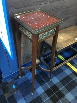 Lot 1672 - A PAIR OF MARBLE TOPPED PLANT STANDS