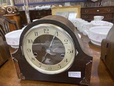 Lot 160 - A BENTIMA MAHOGANY CASED MANTEL CLOCK AND TWO OTHER CLOCKS