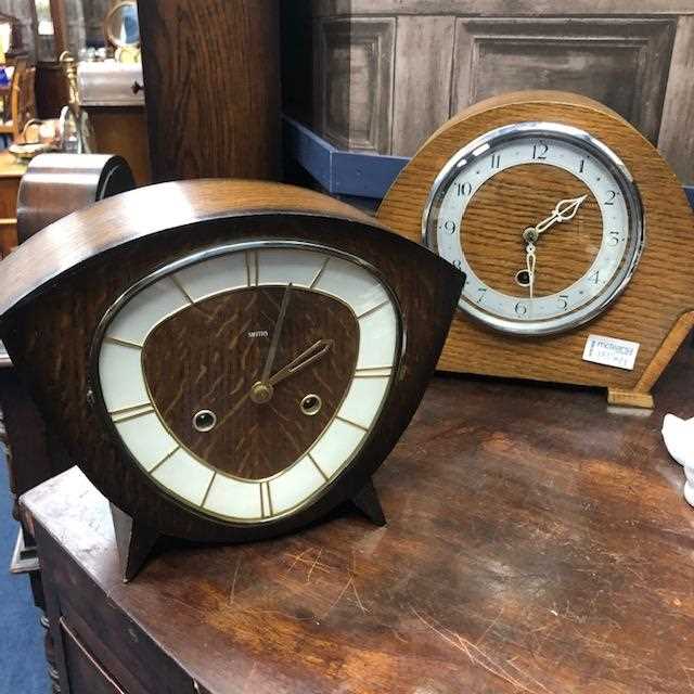 Lot 180 - A SMITHS MAHOGANY CASED MANTEL CLOCK AND TWO OTHER CLOCKS