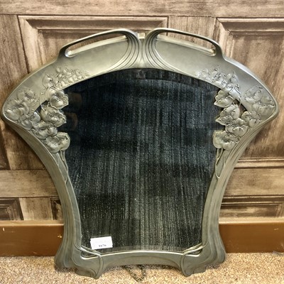 Lot 1676 - AN ARTS & CRAFTS PEWTER FRAMED TABLE MIRROR