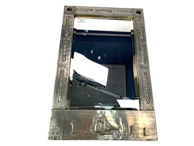 Lot 1678 - AN ARTS & CRAFTS PEWTER FRAMED WALL MIRROR