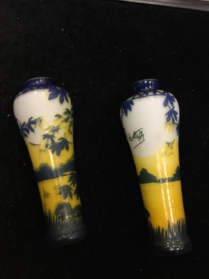 Lot 1093 - A PAIR OF DE VEZ CAMEO GLASS VASES