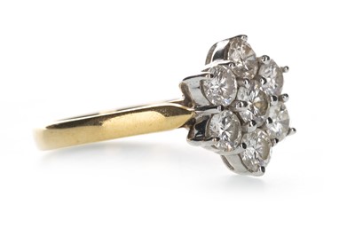 Lot 1368 - A DIAMOND FLOWER CLUSTER RING