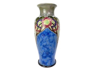 Lot 1102 - A VERA HUGGINS FOR ROYAL DOULTON LAMBETH STONEWARE VASE ALONG WITH ANOTHER VASE