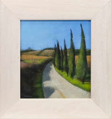 Lot 608 - COUNTRY ROAD NEAR SIENA, AN ACRYLIC BY PETER NARDINI