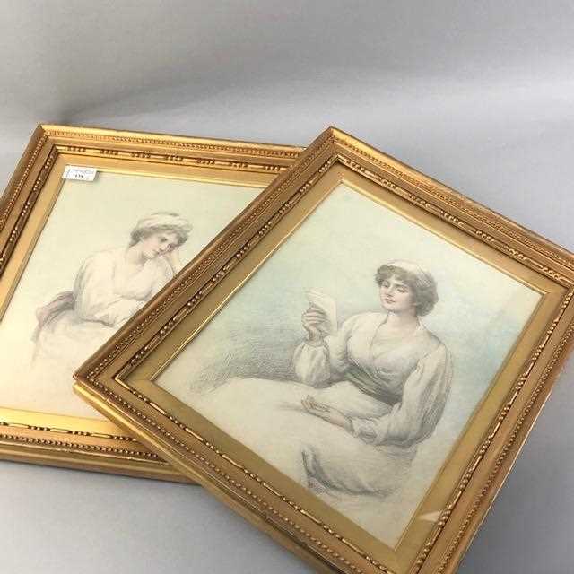 Lot 134 - A PAIR OF VICTORIAN LITHOGRAPHS ALONG WITH THREE OTHER PICTURES