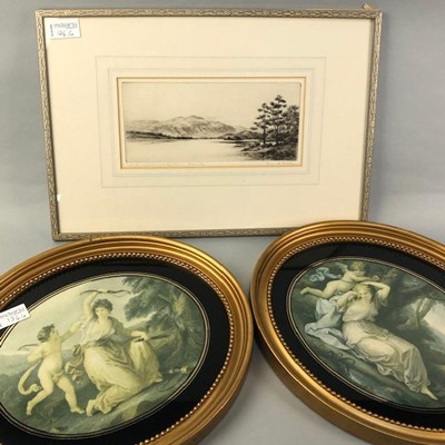 Lot 134 - A PAIR OF VICTORIAN LITHOGRAPHS ALONG WITH THREE OTHER PICTURES