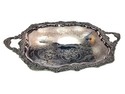 Lot 529 - A VICTORIAN SILVER PLATED TEA TRAY