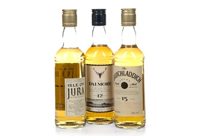 Lot 353 - THIRD LITRE BOTTLES OF BRUICHLADDICH 15 YEARS OLD, DALMORE 12 YEARS OLD AND JURA 10 YEARS OLD