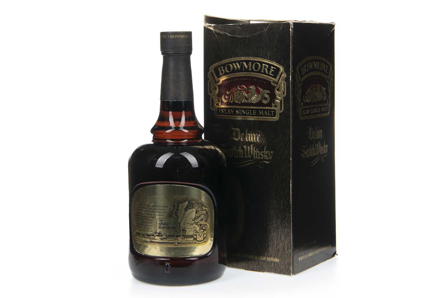 Lot 90 - BOWMORE DELUXE DUMPY BOTTLE - JAMES KILPATRICK & SON LIMITED LABELING