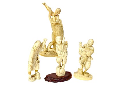 Lot 836 - A LOT OF FOUR JAPANESE IVORY CARVINGS