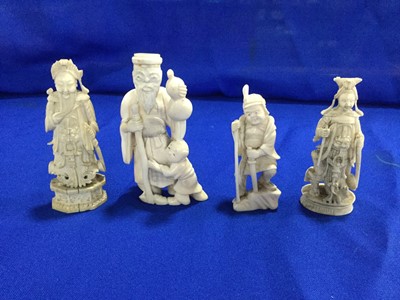 Lot 838 - A LOT OF FIVE CHINESE IVORY CARVINGS