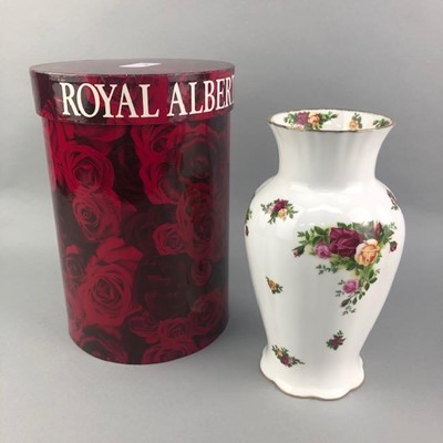 Lot 209 - A ROYAL ALBERT 'OLD COUNTRY ROSES' VASE AND OTHER CERAMICS