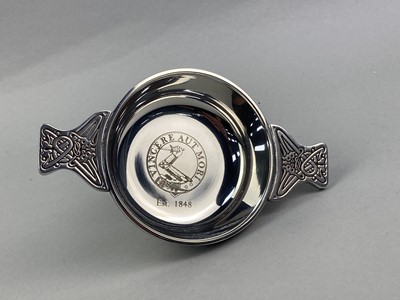 Lot 47 - A SILVER PLATED PRESENTATION ROSE BOWL ALONG WITH A QUAICH