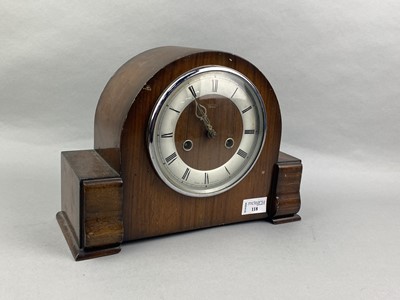 Lot 118 - A LOT OF TWO MANTEL CLOCKS AND A BAROMETER