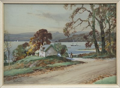 Lot 529 - COASTAL SCENE, A WATERCOLOUR BY TOM CAMPBELL