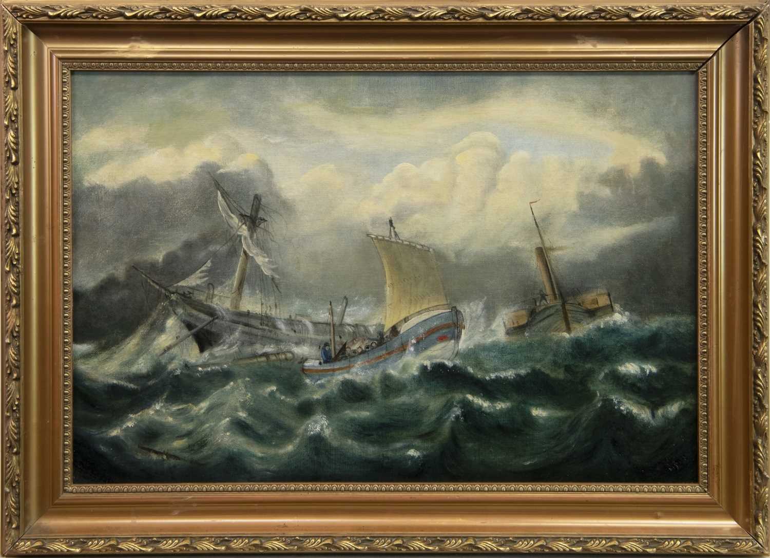 Lot 44 - RAMSGATE LIFEBOAT ''BRADFORD'', AN OIL BY CHRISTOPHER MARK MASKELL