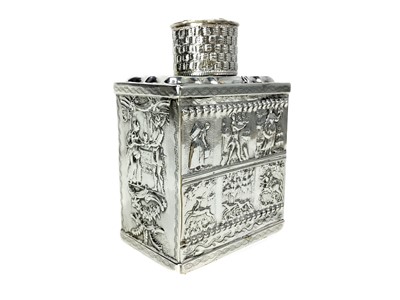 Lot 539 - A LATE 19TH CENTURY CONTINENTAL SILVER TEA CADDY