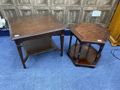 Lot 265 - A NEST OF TABLES AND TWO MAHOGANY OCCASIONAL TABLES