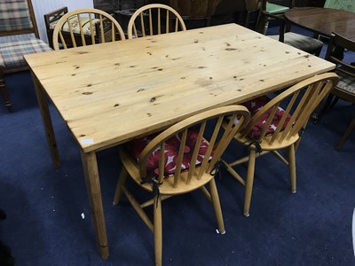 Lot 263 - A PINE KITCHEN TABLE AND FOUR CHAIRS