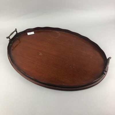 Lot 217 - A MAHOGANY OVAL TEA TRAY