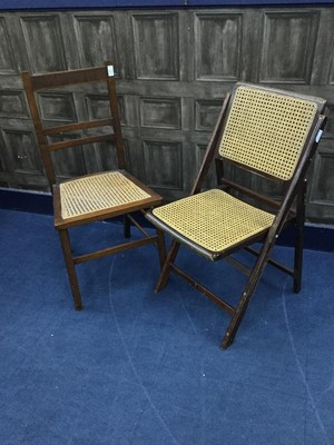 Lot 229 - A VINTAGE FOLDING CHAIR AND A BEDROOM CHAIR