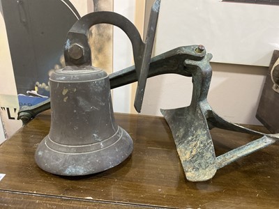 Lot 245 - A BRONZE ANCHOR AND A BRASS BELL