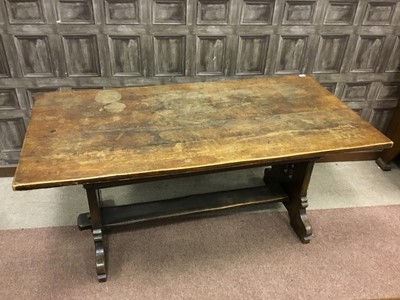 Lot 1702 - AN OAK REFECTORY DINING TABLE