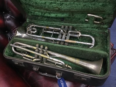 Lot 68 - A HAWKES & CO TRUMPET AND TWO OTHER TRUMPETS