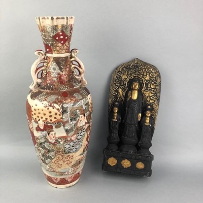 Lot 72 - A 20TH CENTURY JAPANESE VASE AND A DEITY PIECE