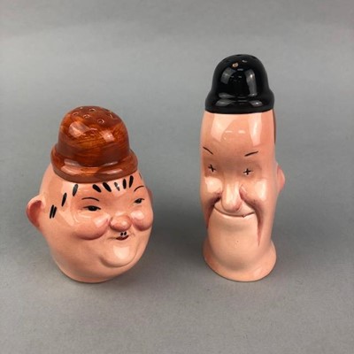 Lot 96 - A PAIR OF BESWICK LAUREL & HARDY CONDIMENT CASTERS