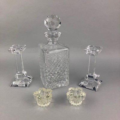 Lot 97 - A PAIR OF VILLEROY & BOCH CANDLESTICKS AND OTHER GLASS AND CRYSTALWARE