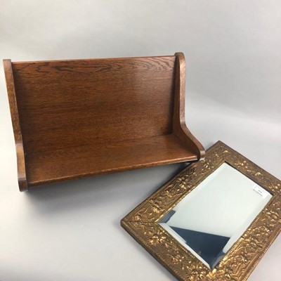 Lot 114 - A WALL MIRROR AND A BOOK TROUGH